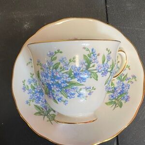 Charming Blue Floral Teacup and Saucer Set
